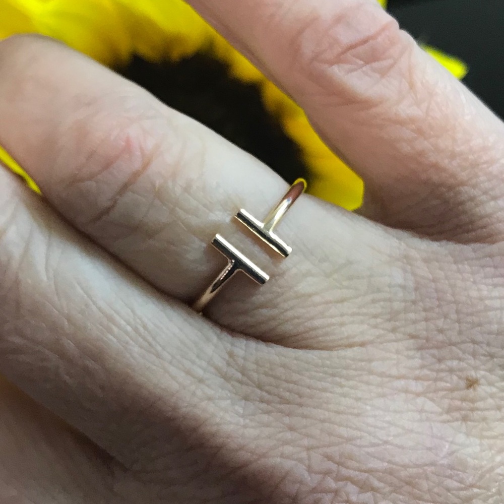 Rose Gold Plated Sterling Silver Double Bar Ring